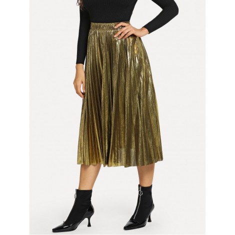 Metallic Pleated Skirt