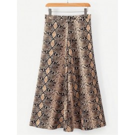 Snake Skin Print Zipper Detail Skirt