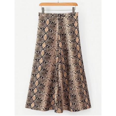 Snake Skin Print Zipper Detail Skirt