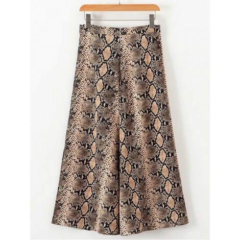 Snake Skin Print Zipper Detail Skirt