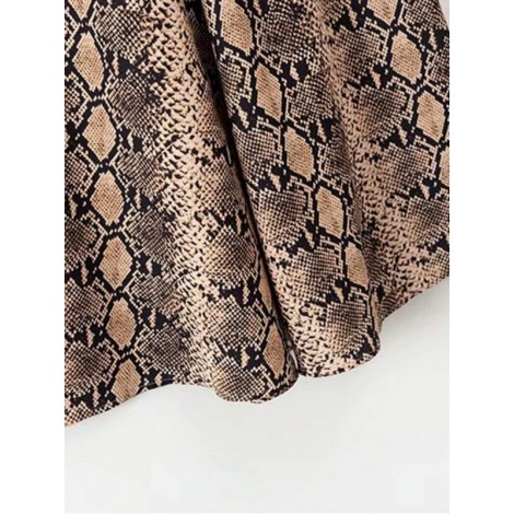 Snake Skin Print Zipper Detail Skirt