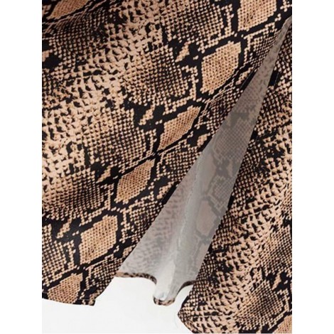 Snake Skin Print Zipper Detail Skirt