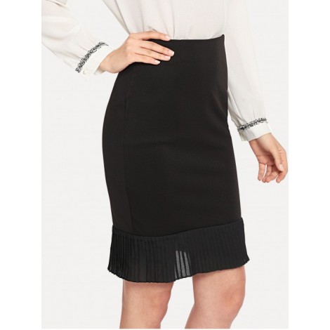 Ruffle Hem Bodycon Skirt