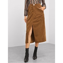 Pocket Patched Slit Cord Skirt