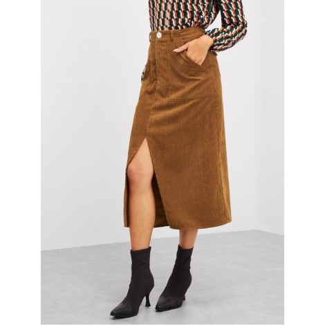 Pocket Patched Slit Cord Skirt