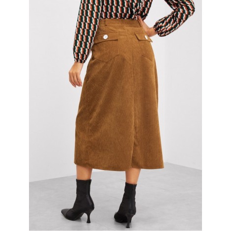 Pocket Patched Slit Cord Skirt