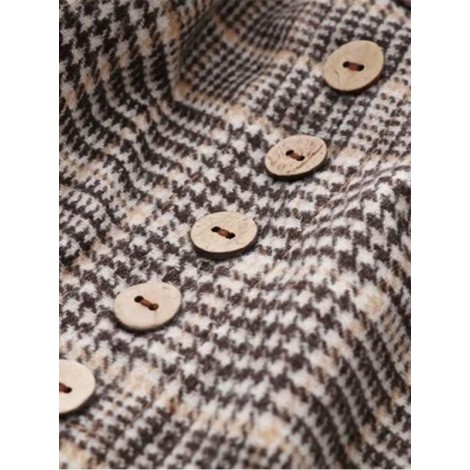 Knot & Button Detail Plaid Skirt