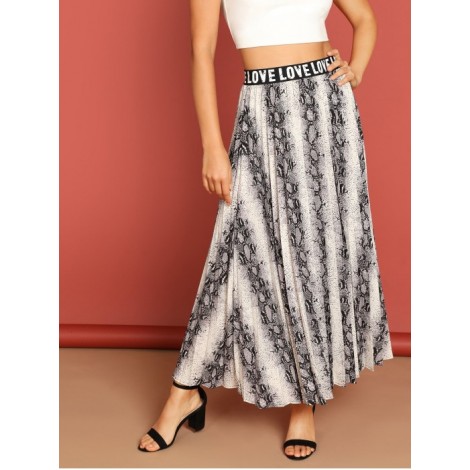 Snakeskin Pleated Skirt