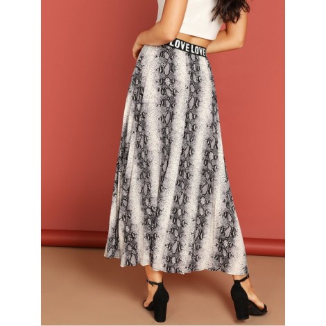 Snakeskin Pleated Skirt