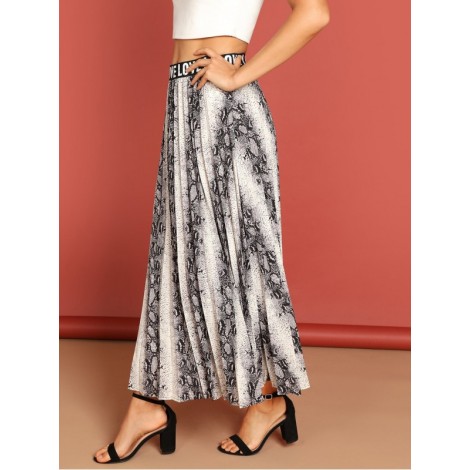 Snakeskin Pleated Skirt