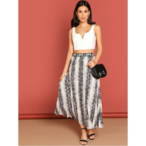 Snakeskin Pleated Skirt