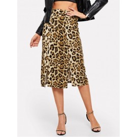 Split Cheetah Print Skirt