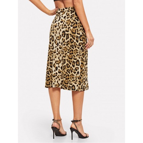 Split Cheetah Print Skirt