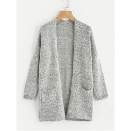 Drop Shoulder Marled Slub Cardigan