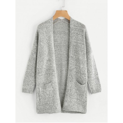 Drop Shoulder Marled Slub Cardigan