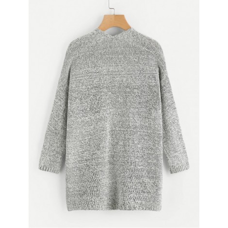 Drop Shoulder Marled Slub Cardigan