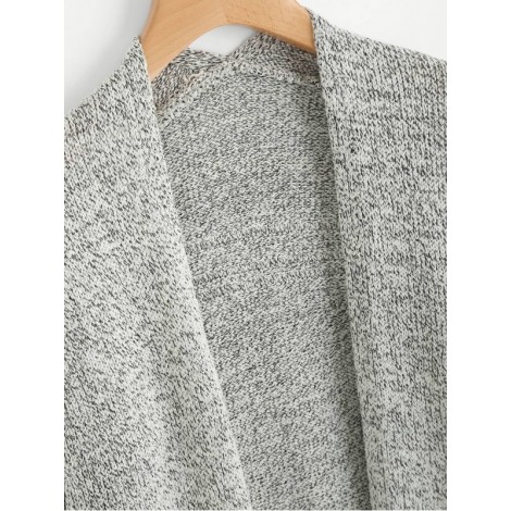 Drop Shoulder Marled Slub Cardigan