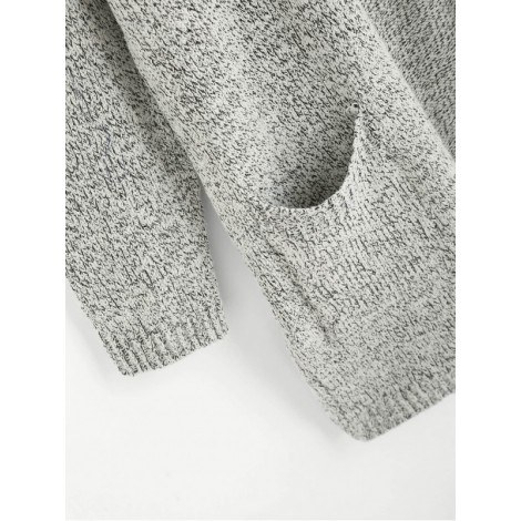 Drop Shoulder Marled Slub Cardigan