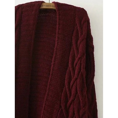 Solid Drop Shoulder Cable Knit Coat