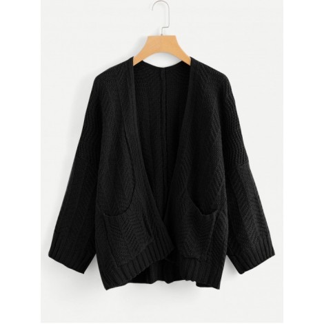 Drop Shoulder Dual Pocket Cardigan