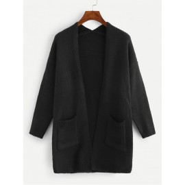 Pocket Front Solid Cardigan