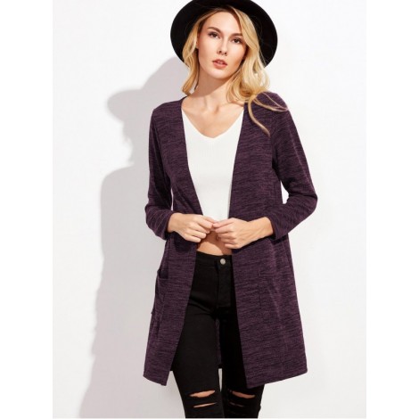 Marled Pockets Long Cardigan