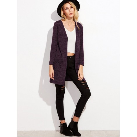 Marled Pockets Long Cardigan