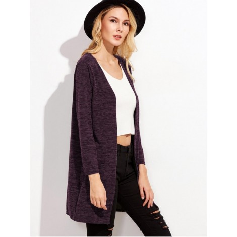 Marled Pockets Long Cardigan