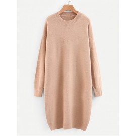 Solid Drop Shoulder Sweater Dress