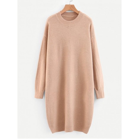 Solid Drop Shoulder Sweater Dress