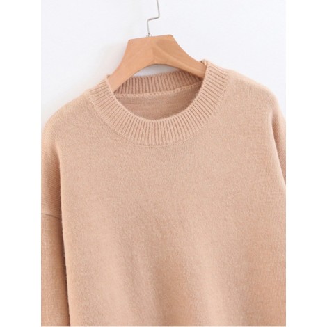 Solid Drop Shoulder Sweater Dress