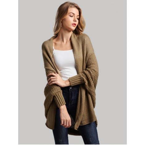 Solid Batwing Sleeve Cardigan