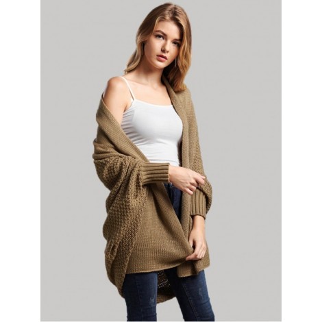 Solid Batwing Sleeve Cardigan