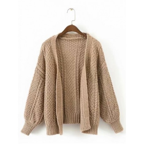 Drop Shoulder Cable Knit Cardigan