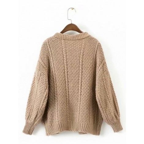 Drop Shoulder Cable Knit Cardigan