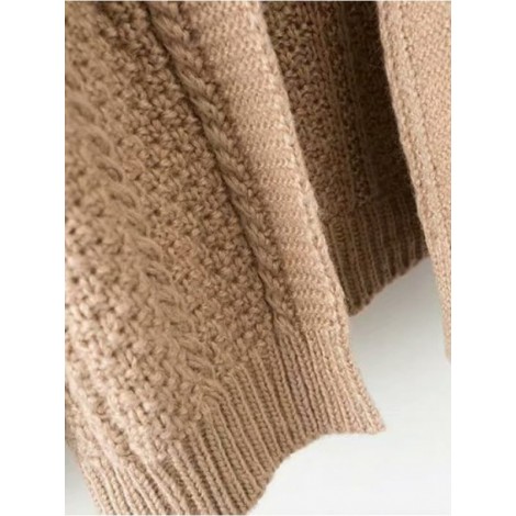 Drop Shoulder Cable Knit Cardigan