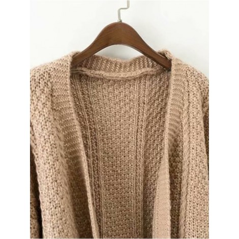 Drop Shoulder Cable Knit Cardigan