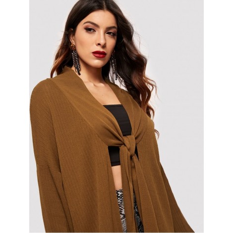 Knot Front Longline Cardigan