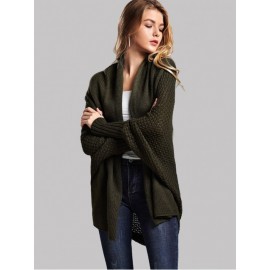 Solid Batwing Sleeve Sweater Coat