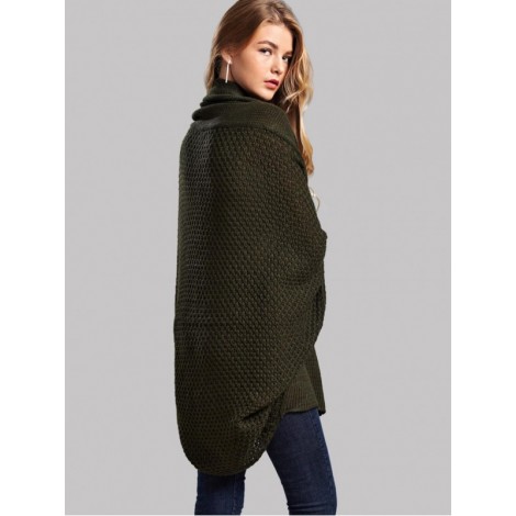 Solid Batwing Sleeve Sweater Coat